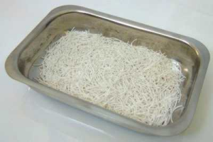 Tray of extrudate produced by Caleva Model 20 Extruder