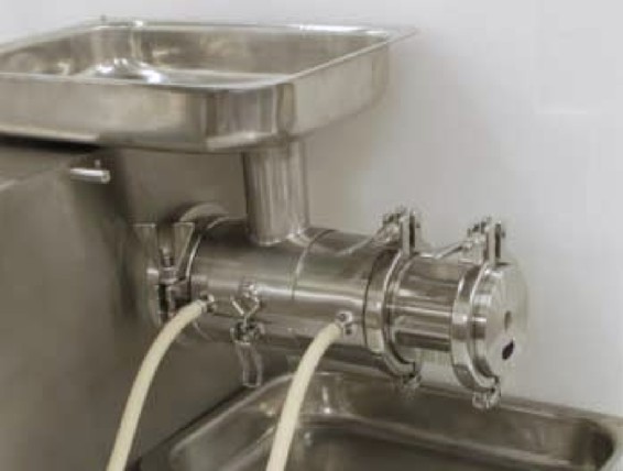 Caleva Variable Density Extruder, showing water jacket